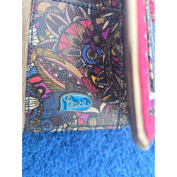 Sakroots Artist Circle Trifold Wallet Boho Floral Peace Logo Multicolor - Picture 3 of 4